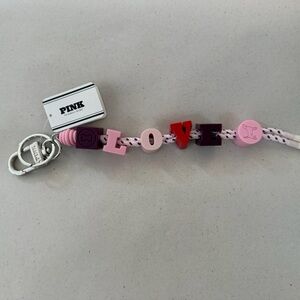 PINK Love Letter Beaded Keychain - Pink, Red, Purple